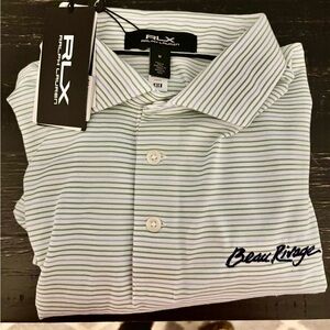 Ralph Lauren Men's Polo Shirt - White and Green Stripes